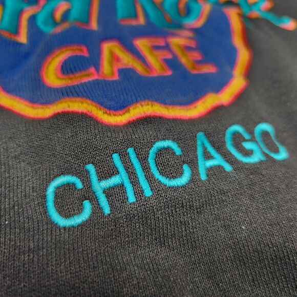 Vtg 90s Hard Rock Cafe Sweater XL Embroidered Chicago Made In USA Travel‎ Retro - Picture 4 of 8